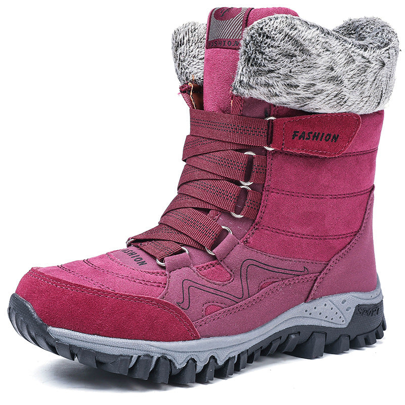 Cross-border Northern Winter Fleece-Lined Warm Thick-Soled Snow Boots, Export-Grade Cotton Shoes,  High-Top Women's Shoes, Sizes 35–42
