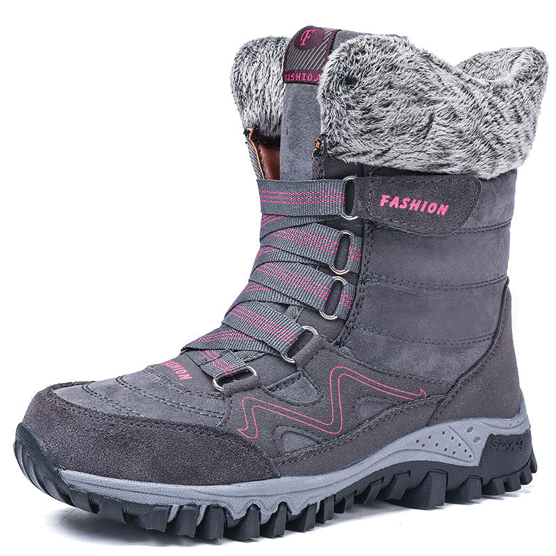 Cross-border Northern Winter Fleece-Lined Warm Thick-Soled Snow Boots, Export-Grade Cotton Shoes,  High-Top Women's Shoes, Sizes 35–42