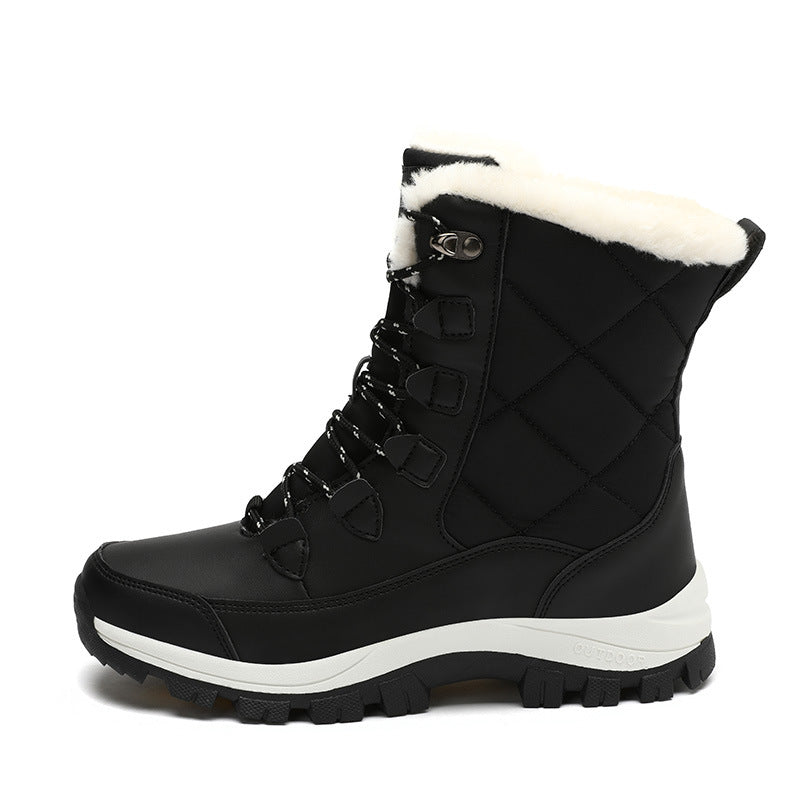 Men's and Women's Snow Boots: New Fall/Winter High-Top Warm Outdoor Cotton Boots with Fleece Lining, Extra-Thick, and Plus Sizes