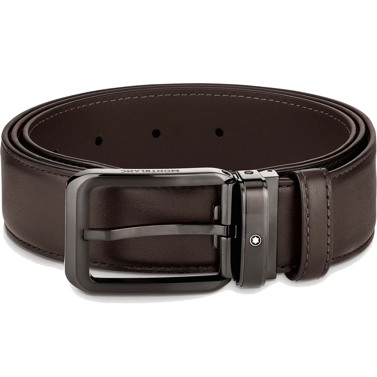 Montblanc belt 35mm rectangular buckle shaded brown leather 129456