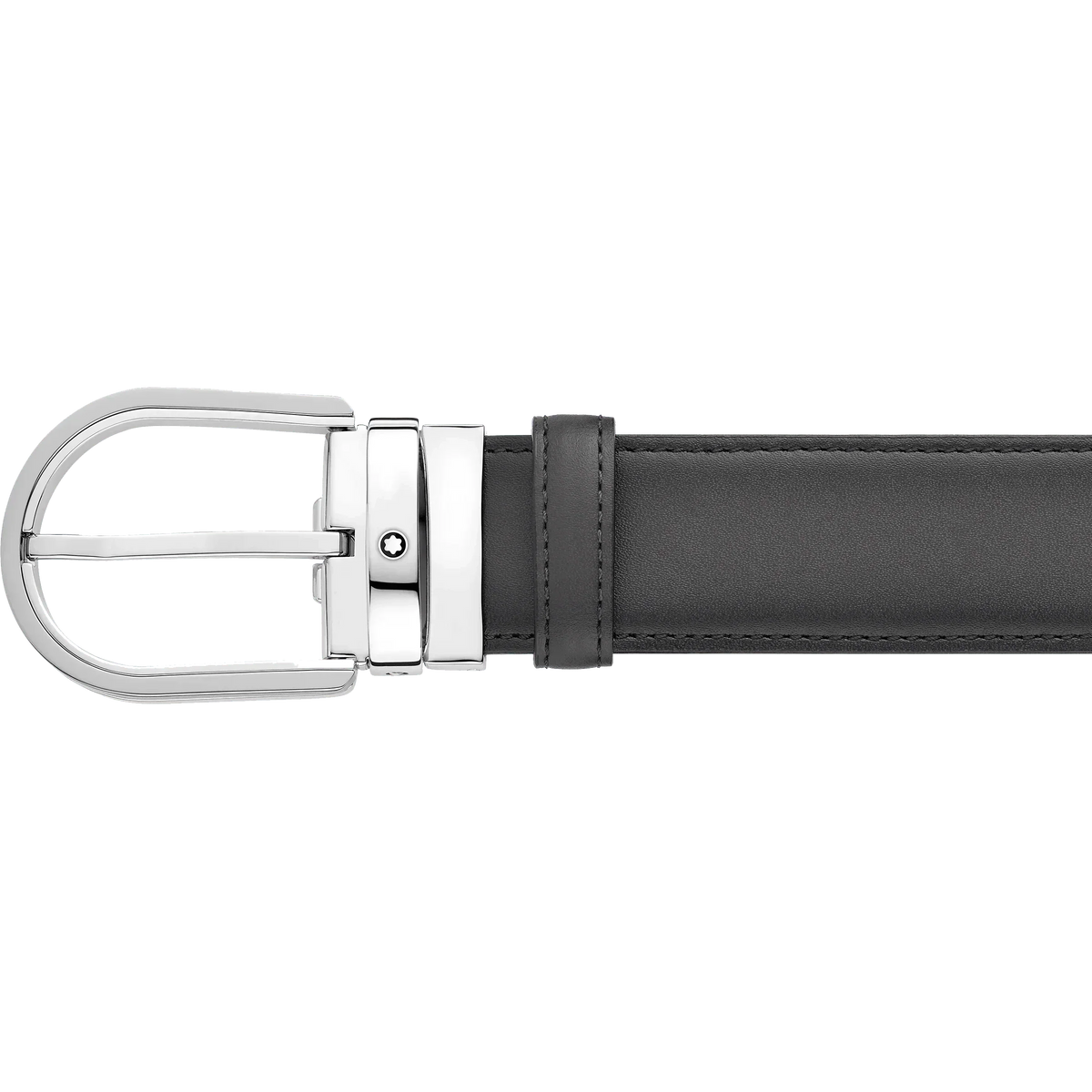 Montblanc 35mm gray leather belt with horseshoe buckle 129437